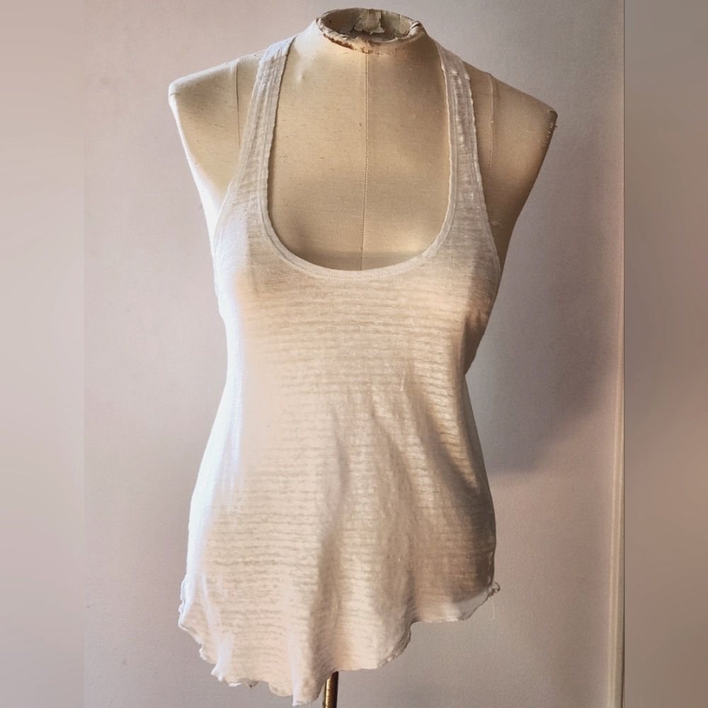 Joe's White 100% Linen T-back Tank Top, OS